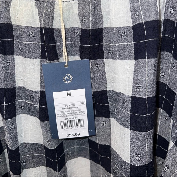 Cottagecore Puff Sleeve Gingham Plaid Off Shoulder Boho Top M - Picture 7 of 11